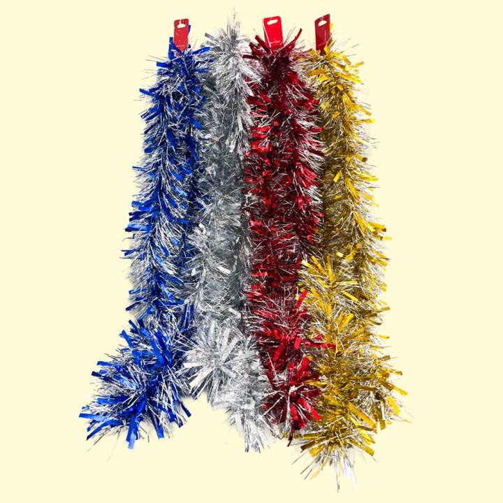 Tinsel Set – 10 pcs, Foil, 200 cm, Assorted Colors