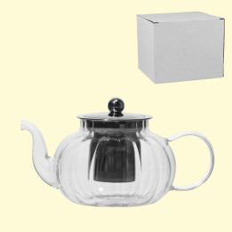 Glass teapot 1  L made of high-quality borosilicate glass, with stainless steel lid and metal strainer