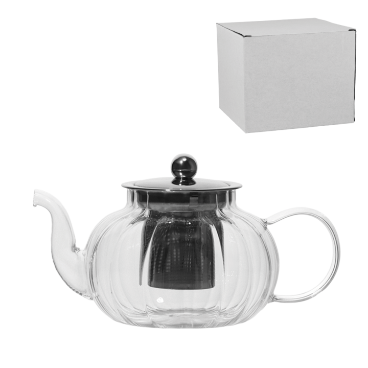 Glass teapot 1  L made of high-quality borosilicate glass, with stainless steel lid and metal strainer