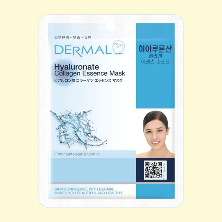 DERMAL Sheet Face Mask with Collagen and Hyaluronic Acid, 23 g