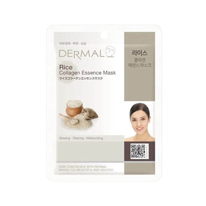 DERMAL Sheet Face Mask with Collagen and Rice Extract, 23 g