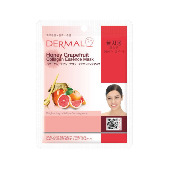 DERMAL Sheet Face Mask with Collagen, Grapefruit, and Honey, 23 g