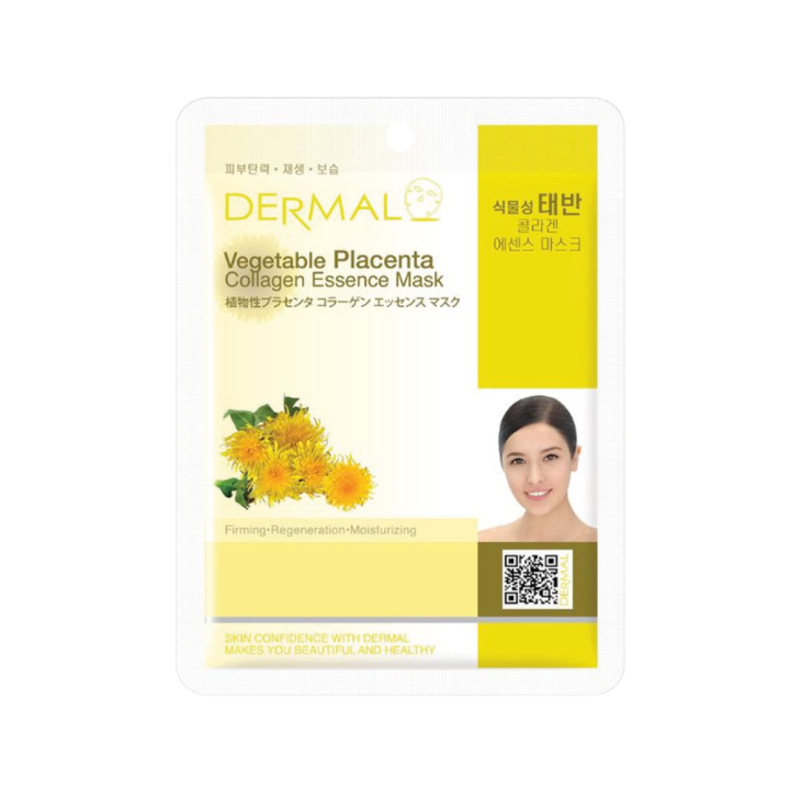 DERMAL Sheet Face Mask with Collagen and Plant Placenta, 23 g