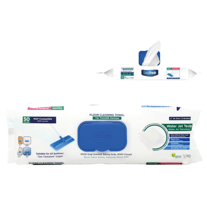DEEP FRESH Streak-free floor cleaning wipes, 50 pieces