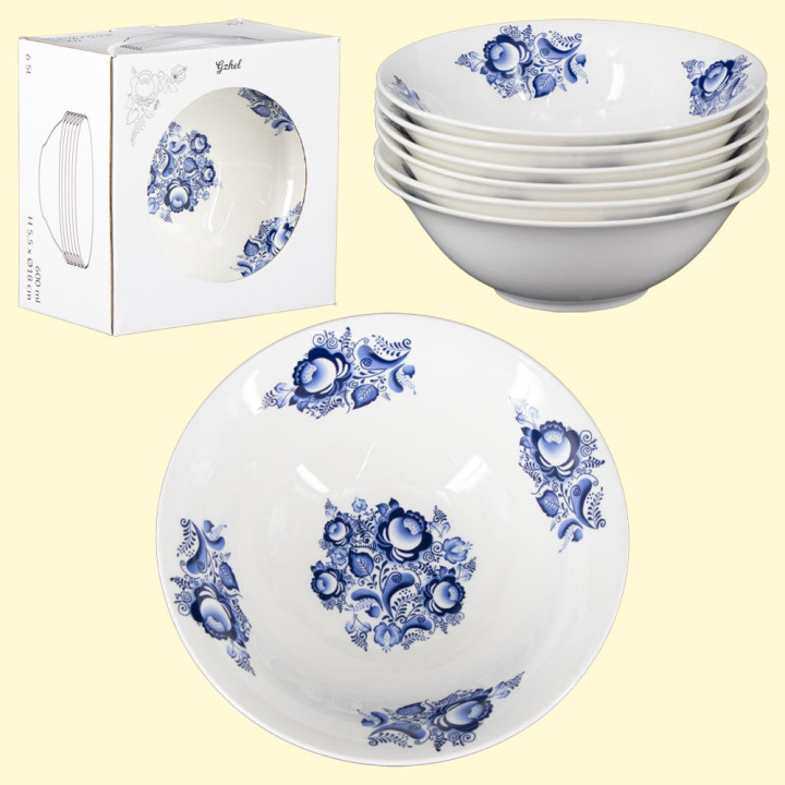 Suppenteller-Set, 6 St Gzhel, Ø18 cm *
