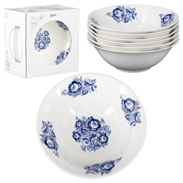 Suppenteller-Set, 6 St Gzhel, Ø18 cm *