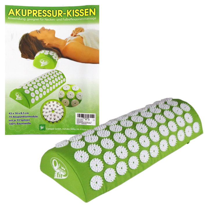 Akupressurkissen, 43 x 16 x 8,5 cm, 74 Stimulationskreisel mit je 33 Spitzen, 100% Baumwolle