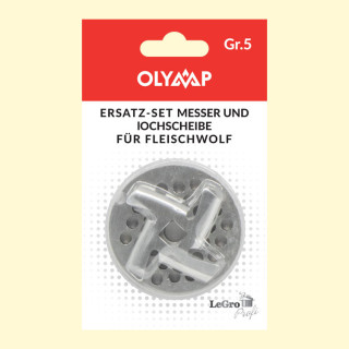 Ersatz-Set, Messer und Lochscheibe für Fleischwolf Gr.5, 4,5 mm Lochung