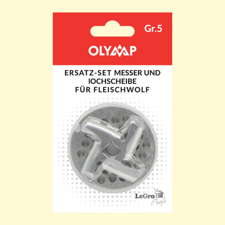 Ersatz-Set, Messer und Lochscheibe für Fleischwolf Gr.5, 4,5 mm Lochung