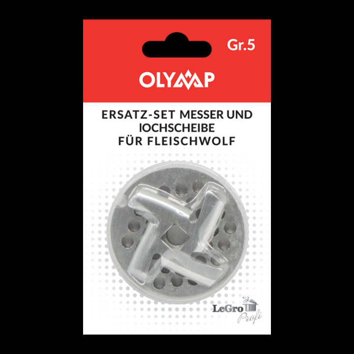 Ersatz-Set, Messer und Lochscheibe für Fleischwolf Gr.5, 4,5 mm Lochung