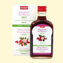 Hagebutte-Weißdorn Sirup, 200 ml, mehrsprachige Verpackung: RU, DE, EN, FR, ES, IT