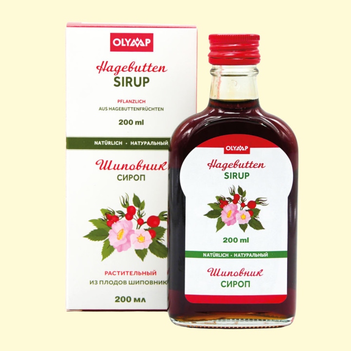 Sirup Hagebutte, 200 ml, mehrsprachige Verpackung: RU, DE, EN, FR, ES, IT *