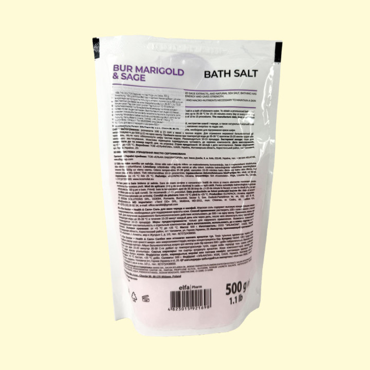 Sea Bath Salt with Calendula and Sage Extracts Home Doctor, Preventive Care, 500 g