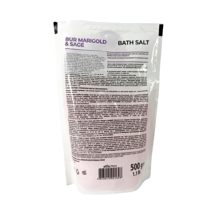 Sea Bath Salt with Calendula and Sage Extracts Home Doctor, Preventive Care, 500 g