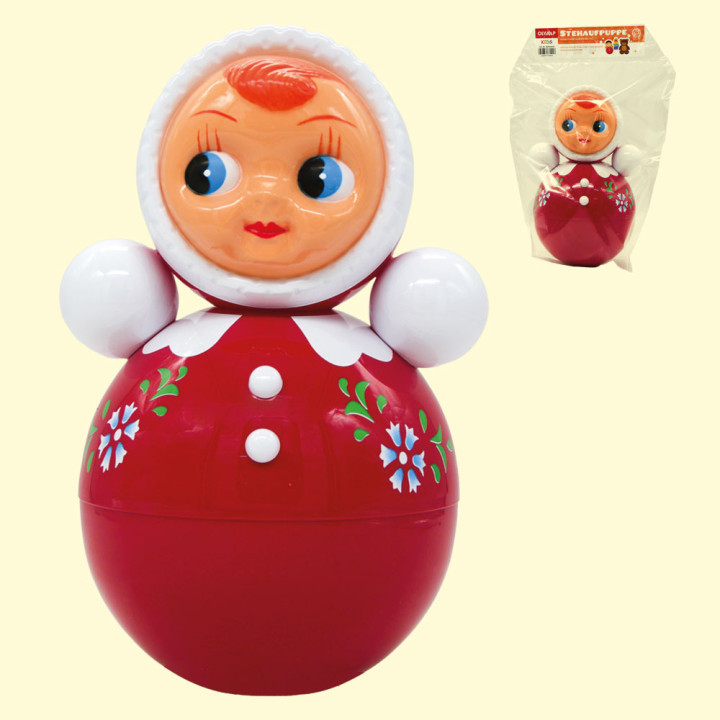 Musikalische Stehaufpuppe, ca. 25 cm, aus PVC, rot