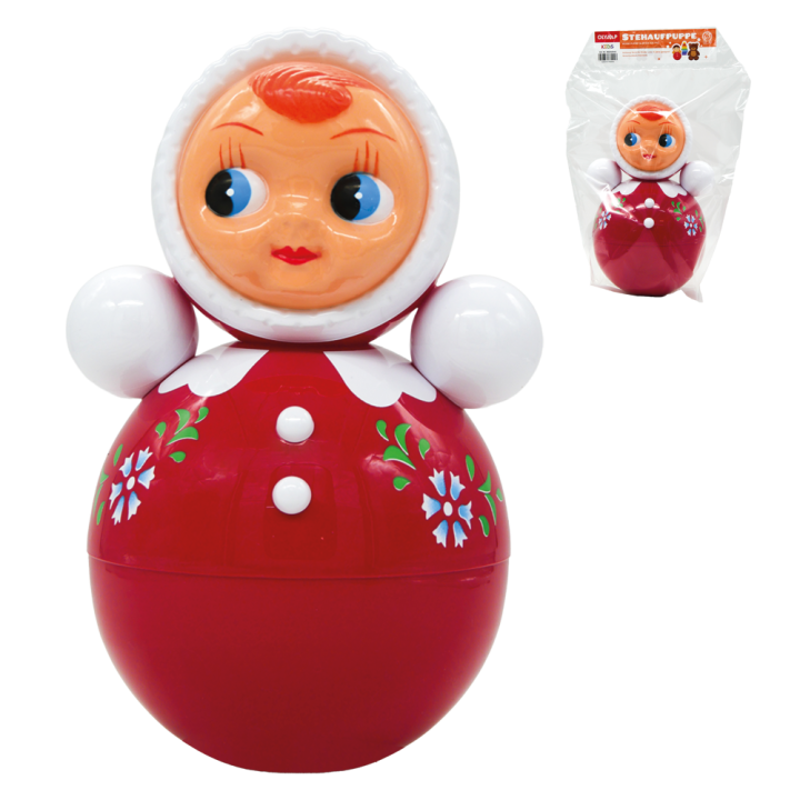 Musical Roly-Poly Doll, about 25 cm, made of PVC, red