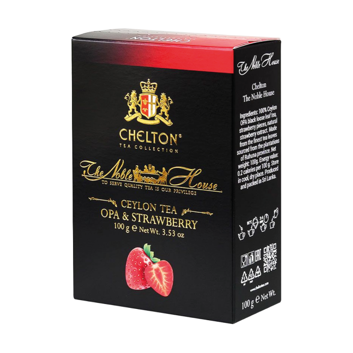 Чай Chelton The Noble House – OPA Клубника премиум, рассыпной чёрный чай, 100 г