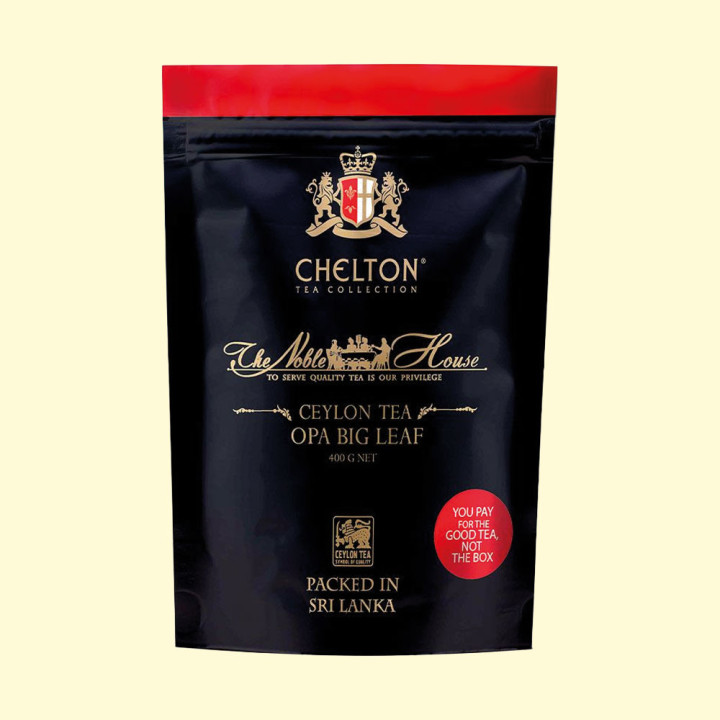 Chelton The Noble House – OPA Big Leaf, schwarzer Ceylon-Tee, 400  g, loser Tee im Zippbeutel