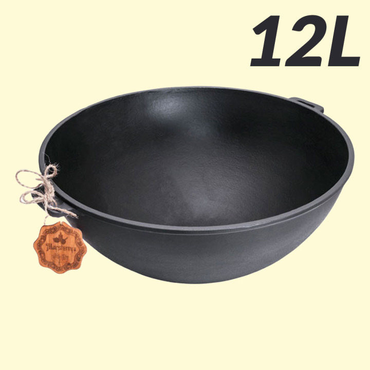 Uzbekischer WOK Kessel aus Gusseisen 12 Liter