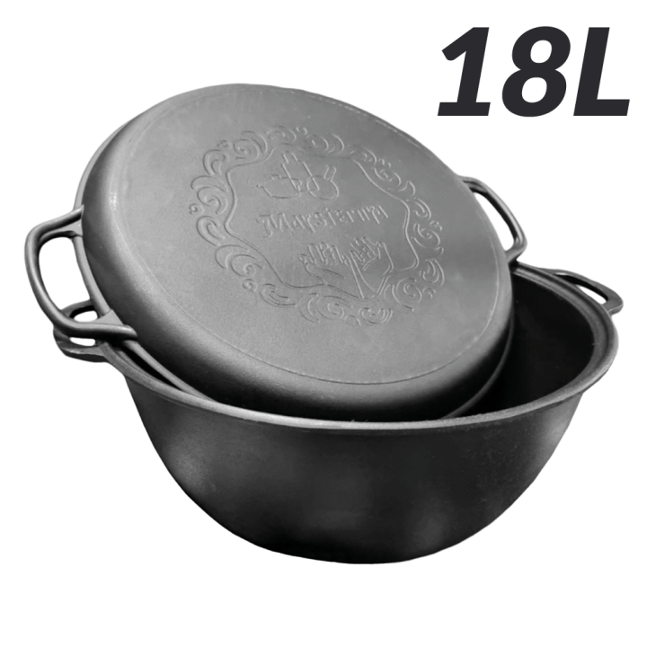 Uzbek cast iron WOK cauldron 18 L with pan lid