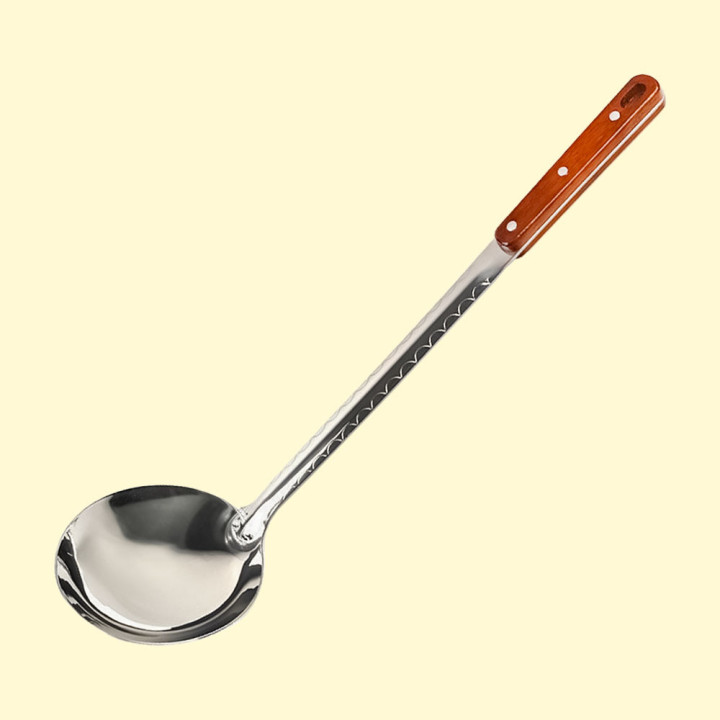Ladle made of stainless steel with a wooden handle, 43 x 12 cm