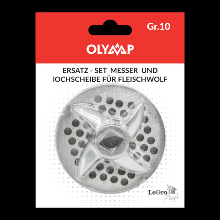 Ersatz-Set, Messer und Lochscheibe für Fleischwolf Gr.10, 4,5 mm Lochung