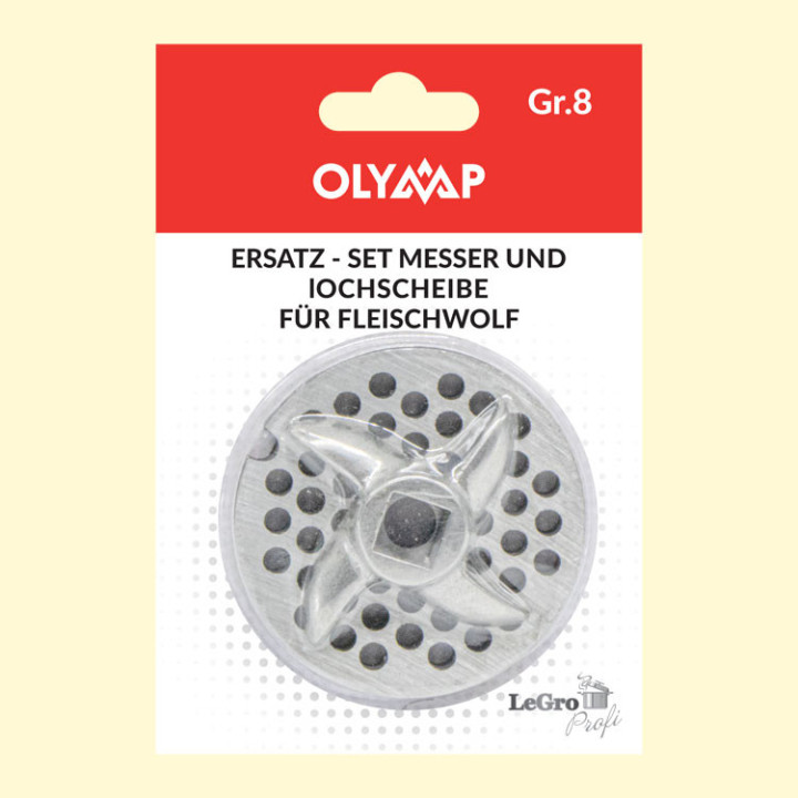 Ersatz-Set, Messer und Lochscheibe für Fleischwolf Gr.8, 4,5 mm Lochung