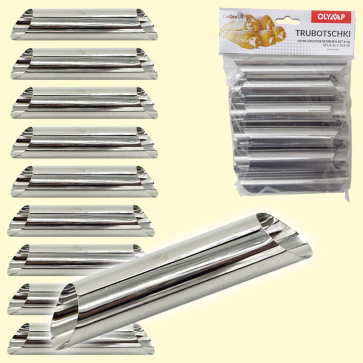Backform 10-er Set Trubotschki aus Edelstahl, L-12,6 cm Ø2,3 cm