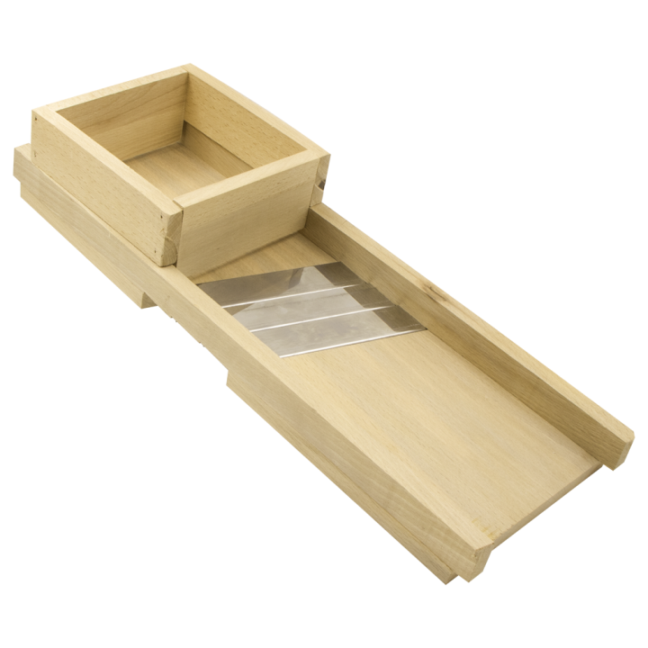 Reibe mit 3 Klingen, Holz, 18 x 50 cm