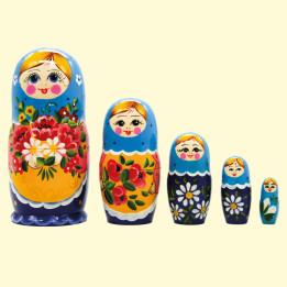 Matrjoschka Mohnblumen M5, 18 cm