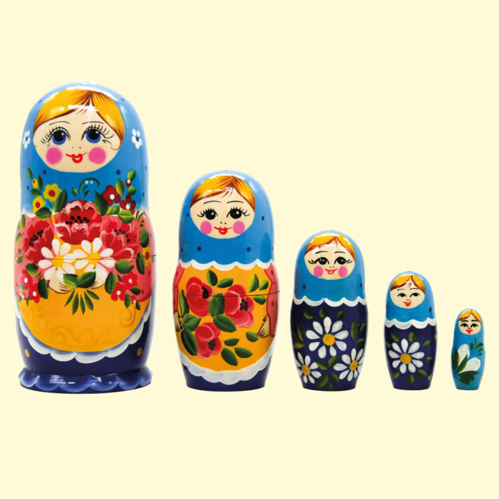 Matrjoschka Mohnblumen M5, 18 cm
