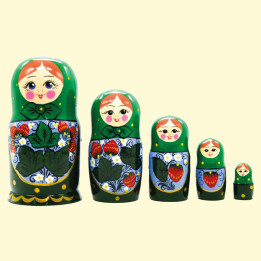 Matryoshka Green Strawberry M5, 18 cm