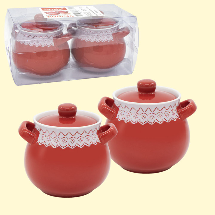 Keramiktopf-Set RODINA rot, 2 St, je 0,65 L