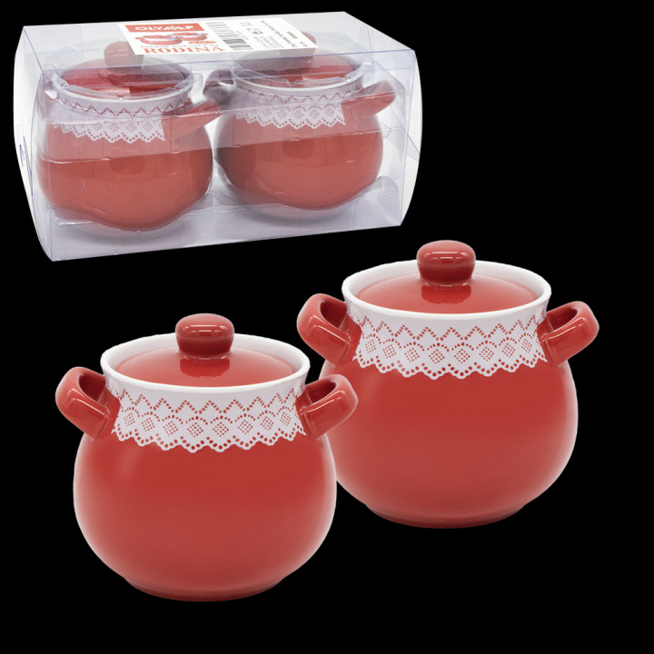 Keramiktopf-Set RODINA rot, 2 St, je 0,65 L