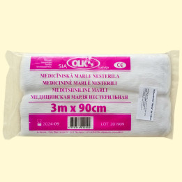Mullbinde, Verbandmittel Marlja unsteril, 100% Baumwolle, 3 m x 90 cm