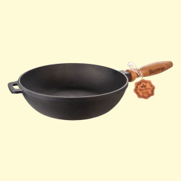 Cast iron frying pan with wooden handle 26×6 cm