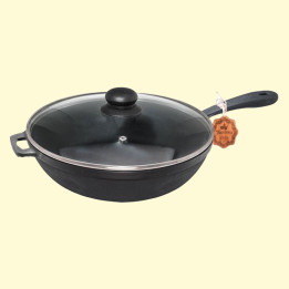 Bratpfanne aus Gusseisen mit Glasdeckel 24×6 cm