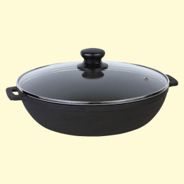 Cast iron roaster with glass lid 24×6 cm