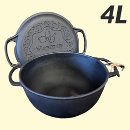 Gusseisen Topf mit Grillpfannen-Deckel 4 L