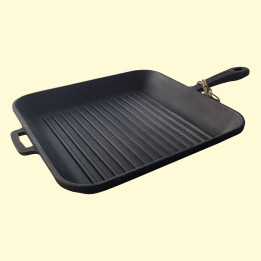 Cast iron grill pan with metal handle 28x28x4 cm