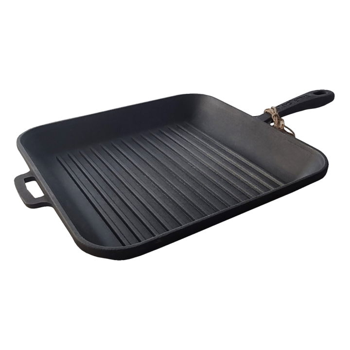 Grillpfanne aus Gusseisen mit Metallgriff 28x28x4 cm