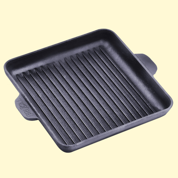 Gusseisen Grill-Servierpfanne, quadratisch Brizoll H181825G, 18 x 18 x 2,5 cm