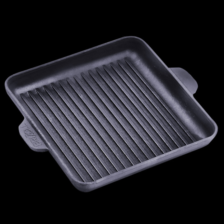 Гриль-Сковорода квадратная из чугуна Brizoll H181825G, 18 х 18 x 2,5 см