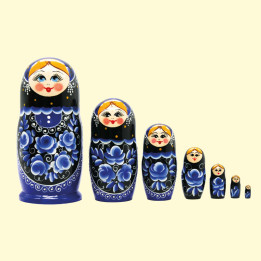Matrjoschka Gzhel Schwarz M7, ca.18 cm