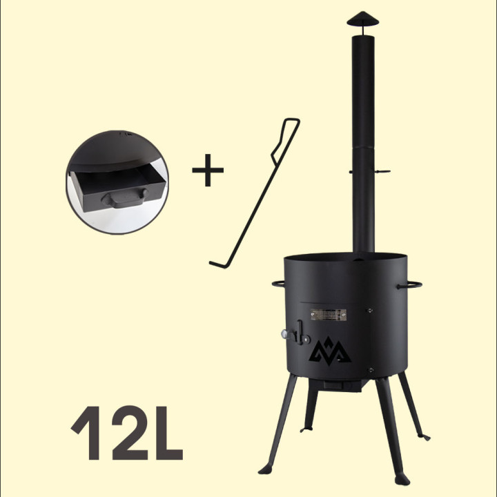 Cauldron with collapsible chimney for 12 l cauldron, Ø 405 mm, h: 124 cm
