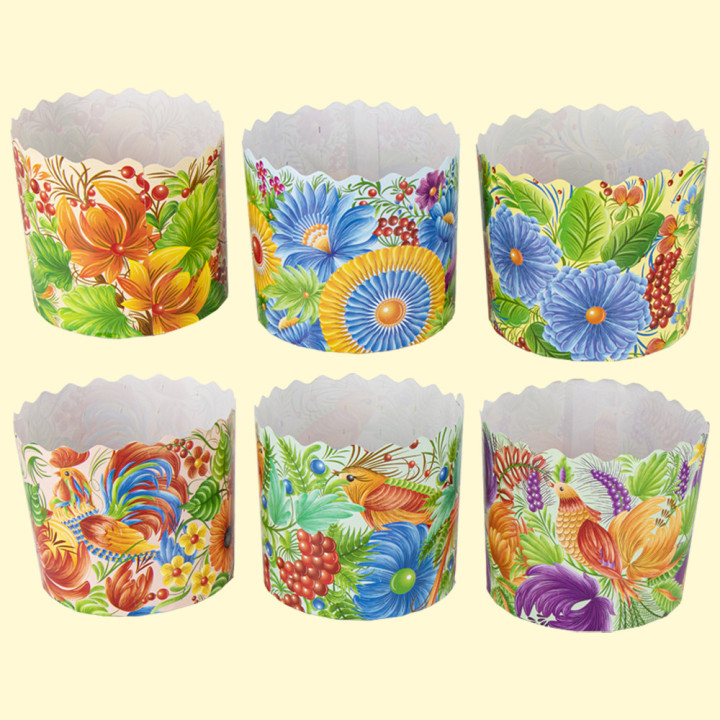 Backform-Set für Osterkuchen Petrykivka 50 St, aus Backpapier, H 8,5 cm, ∅ 9 cm
