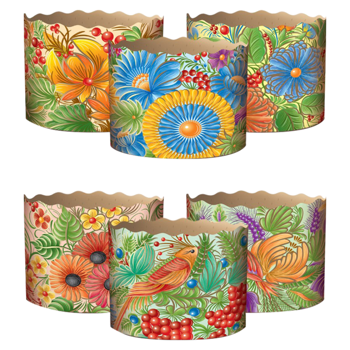 Backform-Set für Osterkuchen Петриковка 50 St, aus Backpapier, H 8,5 cm, ∅ 13 cm *