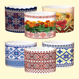 Set of molds for kulich Vyshyvanka 50 pcs, made of heat-resistant paper, H 8,5 cm, ∅ 13 cm