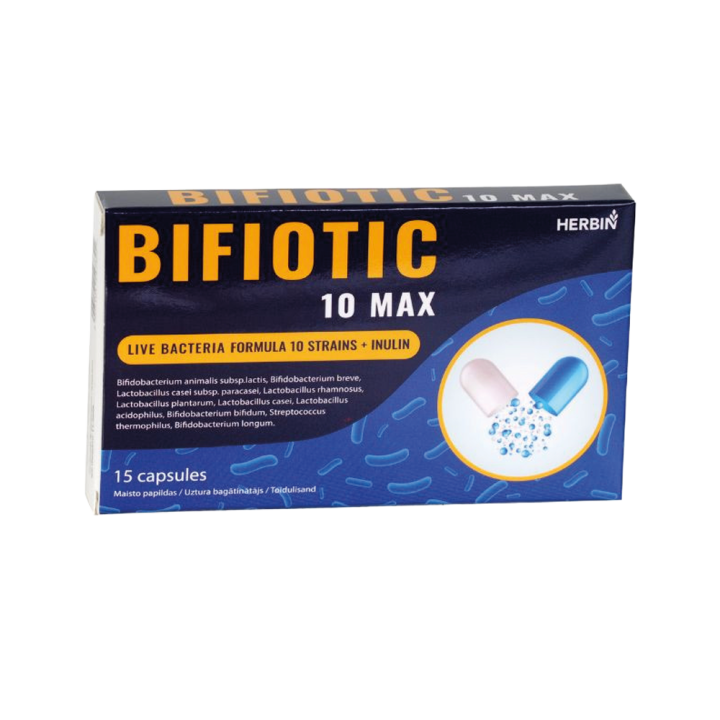 HERBIN Food Supplement Bifiotic 10 MAX Good Bacteria, 15 Caps