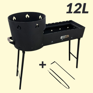 2-in-1 Utschag 12L Mangal for 8 Skewers, incl. Tongs & Poker